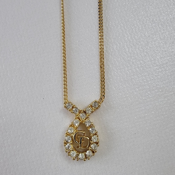 CHRISTIAN DIOR CD Logo Rhinestone Necklace - Picture 4 of 7